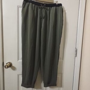 Lane Bryant Olive Joggers with Black Waistband